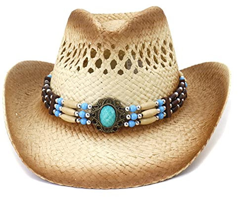 Chapeau de cowgirl en paille ajourée tissé fantaisie chapeau de cowboy chapeau de plage d'été chapeau de cowgirl chapeau de cowboy couleur chapeau de cowboy pour femme homme chapeau de cowboy pour