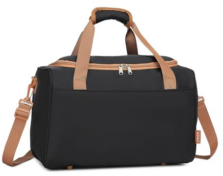 Kono Ryanair Handgepäck 40x20x25 Handgepäck Tasche für Flugzeug Reisetasche Gepäck Weekender Große Maximal Handgepäck für Herren und Damen mit Schultergurt (Schwarz/Braun)