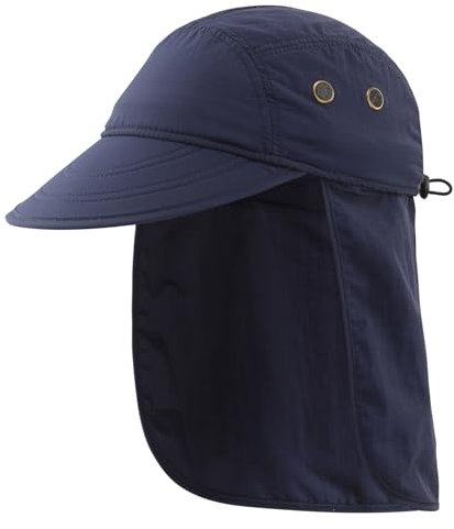 Decentron Mens Baseball Cap with Neck Flap UPF 50+ Sun Protection Hat for Hiking Fishing Gardening Hat with Flap Navy Blue