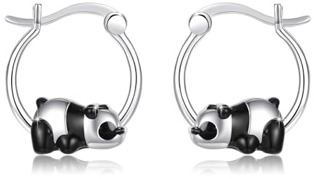 PARYFO Panda Ohrringe 925 Sterling Silber Panda Creolen Ohrringe Hypoallergen Niedliche Tier Huggie Creolen Ohrring Geschenke für Frauen Teenager Mädchen Tochter