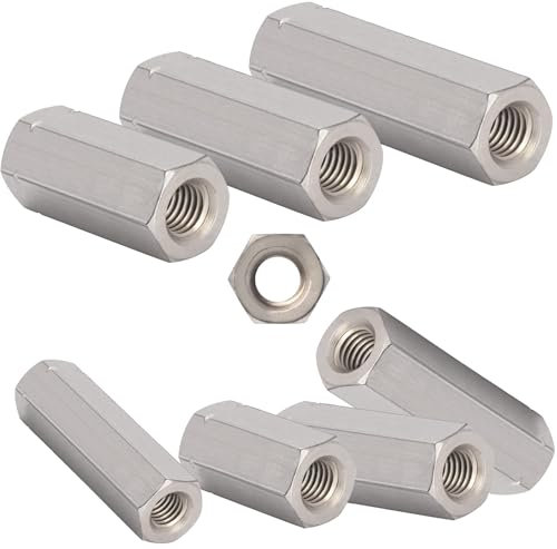 Gewindemuffe M8 x 40mm aus Edelstahl V2A A2 1 Stück Gewindehülse DIN 6334 Sechskant Verbindungsmutter Langmutter Distanzmuffen Distanzhülse Distanzmutter Muttern für Gewindestangen und M-Schrauben