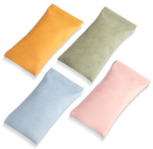 Confezione da 4 custodie morbide per occhiali, custodia per occhiali, custodia per occhiali da sole in morbida pelle PU, borsa per occhiali da sole portatile, borsa per occhiali impermeabile