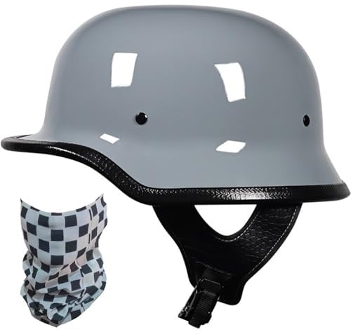 Retro Motorrad Halbhelme Brain-Cap, Deutscher Stil Halbschale Helm, Jethelme ECE-Zertifizierung Halbhelm Männern und Frauen Open Face Helm für Scooter Moped Cruiser Motorrad