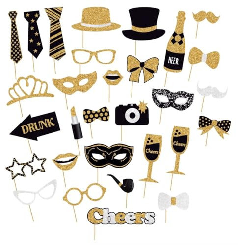 EIHI Foto Requisiten,Fotobox Accessoires,Party Foto Booth Requisiten Dekoration für Hochzeit,Halloween,Weihnachten,Tischdeko Geburtstag,Karneval, Silvester Deko,Party Dekoration Zubehör, 30 Stück