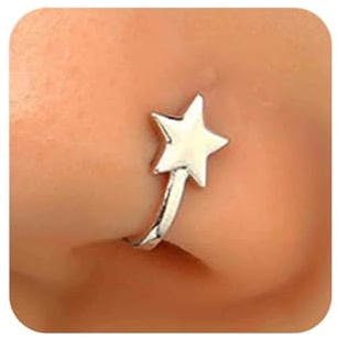 Aneneiceera Vintage Stern Nasenring Hoop Gold Winzigen Stern Nase Ring Stud Winzigen Stern Nase Schraube Stud Ring Boho Stern Kein Piercing Nase Hoop Clip Auf Nase Ring Schmuck Für Frauen (Gold)