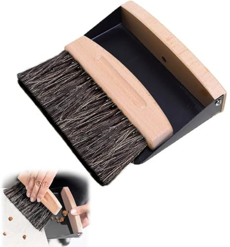 YSTrillion Ensemble Mini Pelle et Balayette,Mini Brosse de Table en Bois,Ensemble de Brosses pour Table,Balai à Main avec Pelle à Poussière