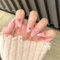 24 Stück Press on Nails Mandel Gefälschte Nägel Milchig Weiß mit Sternenmuster Glänzend Vollabdeckung Falsche Nägel, Französischer Press on Nails für Frauen Maniküre Nail Art DIY (Milchig Weiß)