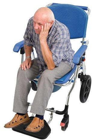 Kaichenyt Toilettenstuhl, Dusch-Toiletten-Rollstuhl mit Toiletteneimer und Fußstütze Duschstuhl Max. Tragfähigkeit 125kg Gesamthöhe des Produkts 92cm für ältere Menschen Blau