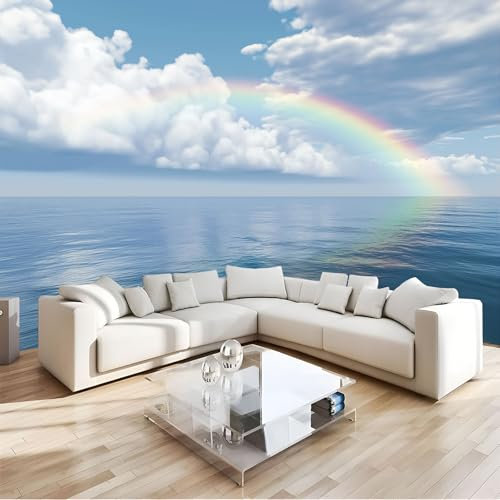 Papier Peint Panoramique, Paysage Naturel De La Arc-En-Ciel Océan, 450X315Cm (L×H) Tapisserie Poster Mural Pour Salon Chambre Décoration Murale, Adulte Chambre D'Enfants Décoration