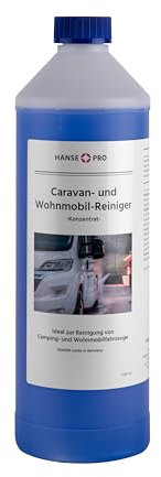 Hanse Pro Caravan Reiniger Wohnmobil - starker Fahrzeugreiniger - entfernt Regenstreifen - Wohnwagen Putzmittel - Spezialreiniger für Außenflächen - 1L Konzentrat - Made in Germany