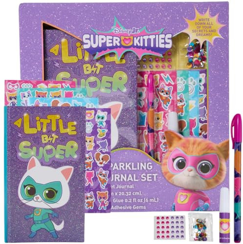 Innovative Designs Disney Junior Super Kitties Sparkle Journal Set for Kids, Journal Kit with Stickers and Gems