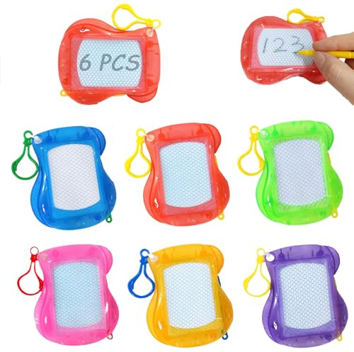 Felly 6 Stück Mini Maltafel für Kinder, Löschbare Magnettafel Zeichenbrett, Rucksack Schlüsselanhänger Doodle Board, Klassenzimmer Belohnungen, Tombola Preise, Party Geschenke für Jungen und Mädchen