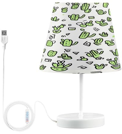 Waassud Cactus Accanto Lampada da Tavolo per Camera da Letto Lampada da Tavolo 3 Temperature di Colore con USB LED Comodini Lampade per Soggiorno Ufficio Grande