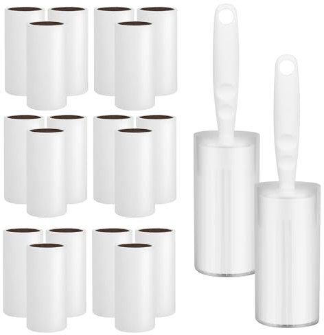 20 Brosse Poils Animaux (1200 Feuilles) avec 2 poignées et 2 Capuchons Anti poussière, Rouleau Poils Animaux, Brosse Vetement et Brosse Anti Poils Animaux, idéal Poils de Chat, Chien.