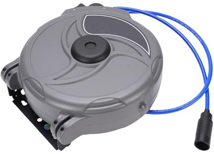 Sorandy Bobina a Tubo d'aria Retrattile, Bobina del Tubo del Compressore d'aria con Connessione Rapida, Rinforzato con Filato PU 10 Mm X 10 M per Garage per Officina, Montato a 180 ° Girevole,