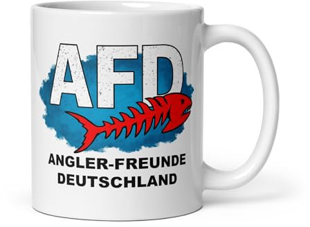 AFD Angler Tasse witzig Geschenk für Angler Freunde Deutschland lustig Fischen Gag Becher Camping Humor Kaffeetasse Anglergeschenk Männer Frauen