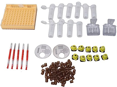Queen Bee Rearing Kit | 110 Plastic Cell Cups & 10 Queen Selection Cups | Beekeeping Tools for Queen Breeding/Bee Colony Management | Sturdy Plastic Grafting System