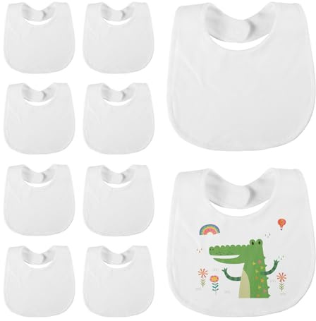 harupink 10 Stück Baby Lätzchen zum Bemalen mit Druckknopf | Weiches und Hautfreundliches Material, Weiße Lätzchen Baby Bemalen Abwaschbar, Geschenk für Babyshower Party