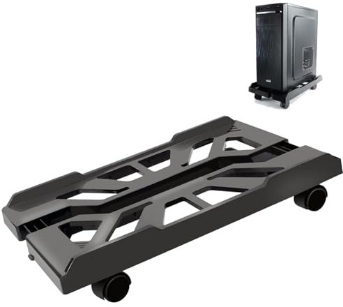 Soporte para PC, soporte para PC debajo del escritorio, soporte de escritorio para ordenador, soporte de CPU móvil para suelo, soporte de torre de ordenador con 4 ruedas giratorias, universal