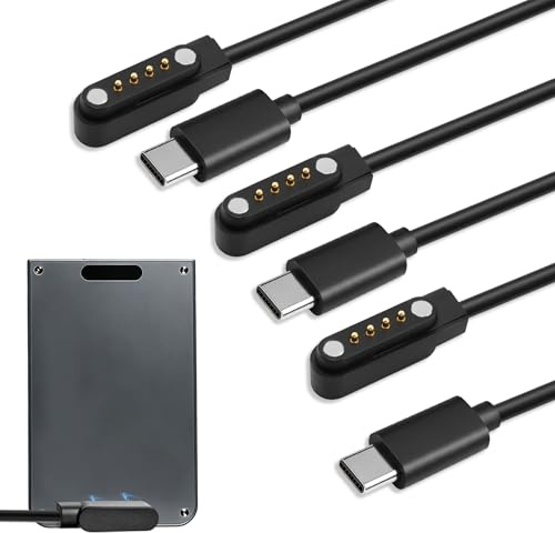 3 Pieza Cables Carga Magnético USB-C Compatible con PLAUD Note Pro AI/KI | 60cm 4 Pin Cable Cargador Reemplazable Rápida para Dictáfono para Note AI/KI(7,62 mm Negro)