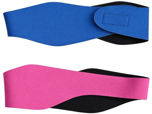 Swimming Headband, Waterproof Ear Protection for Swimmers, Water Sports Headband with Secure Fit, 2-Piece Set in Blue and Magenta, for Professional Swimming Training and Recreational Water Sports