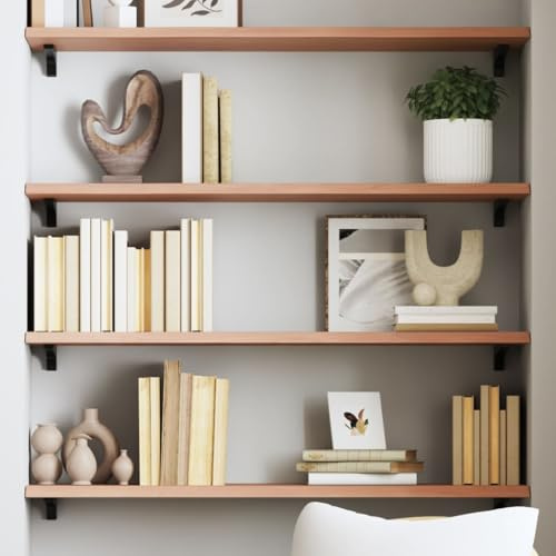 RuiNingRN Mensola da parete in rovere marrone chiaro, 80 x 30 x 2 cm, in legno massiccio, con bordo naturale, per soggiorno, cucina, bagno, corridoio e ufficio, portata fino a 20 kg, console da parete