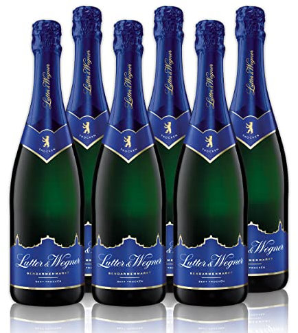 Lutter & Wegner Gendarmenmarkt Sekt Trocken (6 x 0,75 l) - erfrischender, feinperliger Sekt mit dezenten Fruchtnoten, 11,0 % vol., frisch-fruchtig, aus der Hauptstadt Berlin