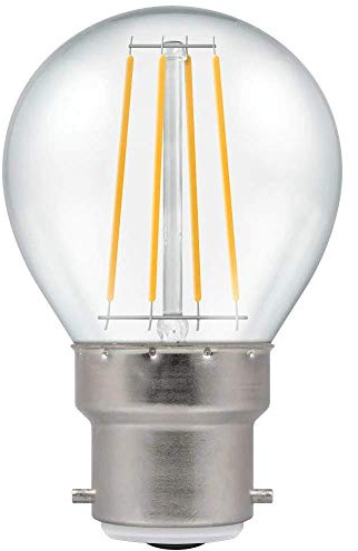 Crompton Lamps LED Golfball 5W BC-B22d Dimmable Filament (40W Equivalent) 2700K Warm White Clear 470lm BC Bayonet B22 Round Light Bulb