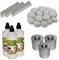 Original Hekers Set Keramik-Steine 24Stk weiss. + 3 L Bioethanol + 3 Brenndosen inkl. Sparplatte + 3 Keramik-Schwämme für Gelkamin Tischfeuer Dekoration Kamin-Deko Bioethanol-Kamin