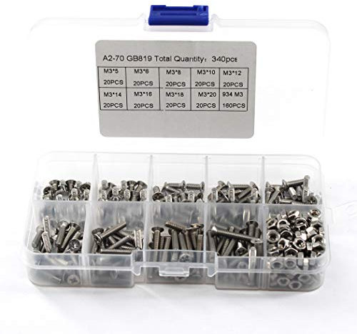Kit assortito di 340 viti a testa svasata svasata a testa piatta M3 304 in acciaio inox 304