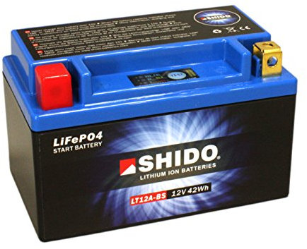 Motorrad Batterie Shido Lithium LT12A-BS / YT12A-BS, 12V/9,5AH (Maße: 150x87x105)