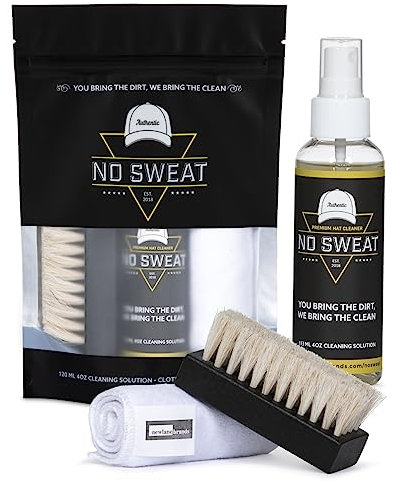 No Sweat Premium Hutreiniger Inklusive 118 ml Reinigungslösung, Mikrofasertuch und weicher Borstenbürste. Funktioniert hervorragend auf allen Ihren Lieblingshüten