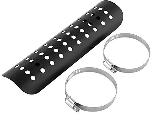 Universal Metal Exhaust Heat Shield Auto Motorcycle Motorbike Exhaust Muffler Pipe Heat Shield Heat Insulation Cover Heel Guard Straight(Black) Heat shields/wraps