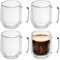 INTIRILIFE 4X Doppelwandige Thermo Gläser Set -150-200ml- Mundgeblasen isoliert für Espresso Cappuccino, Teegläser Kaffeegläser Latte Macchiato Tassen, Schwebeeffekt mit Henkel