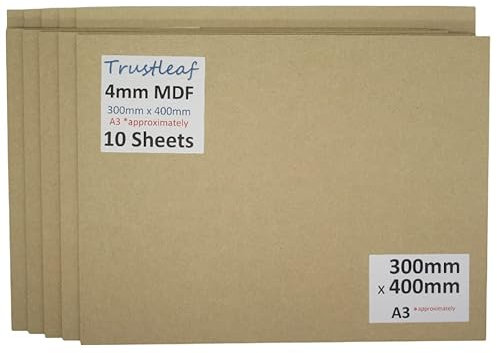 Trustleaf MDF-Platte, 4 mm, raucharm 300mm x 400mm (A3 approx* 12 x 16)