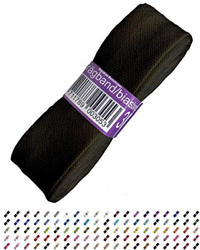 Sandras-Bastelladen Schrägband/Einfassband Baumwolle Uni gefalzt 3m x 20mm 000-Schwarz
