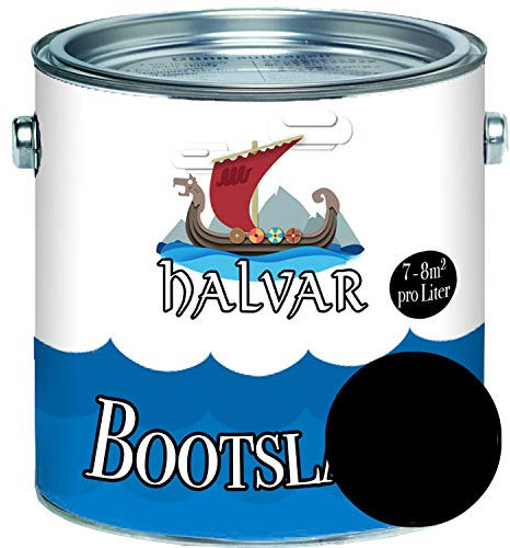 Halvar 2-K SEIDENMATT Yachtlack Weiß/Grau/Schwarz RAL 9001-9018 Bootslack für GFK/Polyester/Kunststoff 2-Komponenten Lack inkl. Härter (1 L, RAL 9005 Schwarz)