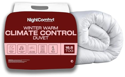Night Comfort Winter Warms Feels Like Down Winter 16,5 Tog Einzelbettdecke – Hypoallergener, atmungsaktiver Mikrofaserbezug mit Schwerer Hohlfaserfüllung – (Weiß, 200 x 135 cm)