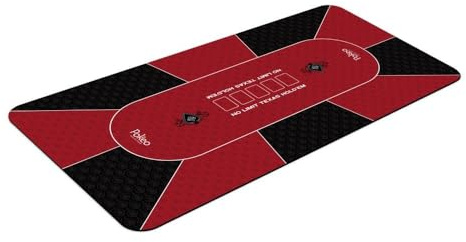Tapis Poker 180x90 cm Rouge Motif - Tapis de Poker Rectangulaire - Tapis de Cartes à Jouer - Tapis de Jeux de Cartes - Tapis Jeu Poker