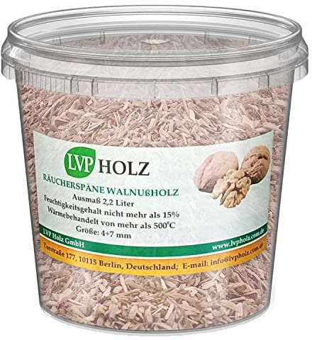 LVP Holzum Räuchern und Grillen, Räucherholz, Smoke im Eimer (Walnuß, 2.2 Liter)