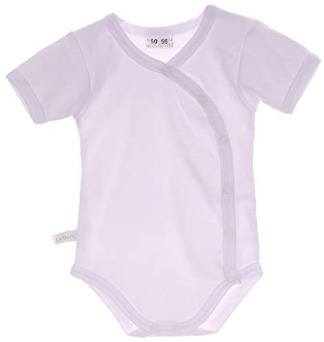 La Bortini Wickelbody Body Baby Kurzarmbody 44 50 56 62 68 74 80 86 92 98 für Neugeborene weiß (98)