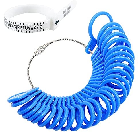 Ringgrößenmesser Set UK A-Z US Fingergrößenmesser Größengürtel Messskala Kit Werkzeuge zum Messen von Ringdurchmessern Hochzeit Damen Herren Kinder Kunststoff