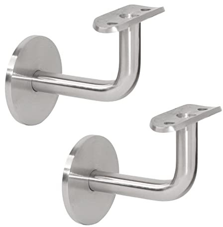 PRIOstahl Handlaufhalter Handlauf Wandhalter Handlaufstütze - 2 x Handlaufträger an Rundrohr Ø 42,4 mm zum Anschrauben Flach an die Wand für M8 Stockschraube für Geländer aus Edelstahl V2A