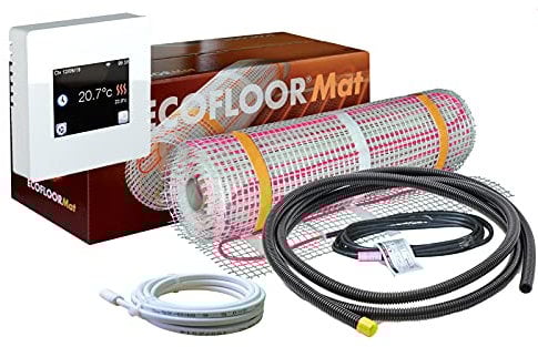 Komplett-Set elektrische Fußbodenheizung Ecofloor 200 W/m² mit Thermostat TFT Wlan/Wifi 1-16 m² (16 m² - 0,5 x 32,0 m)