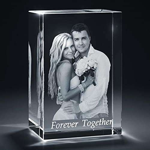 foto Cristal 3D personalizado, marco de fotos 3D grabado con láser, regalo memorable para conmemoraciones, bodas, cumpleaños