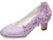 Emily Bridal Brautschuhe Frauen Seide wie Satin Stämmiger Absatz Absatzschuhe mit Stich Spitzen Blume Kristall Perle (EU39, Helles Lila)