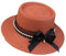 JK Home Panama Eté Femme Chapeau de Soleil avec Nœud de Papillon Capeline Large Bord pour Plage Mariage Camping Orange