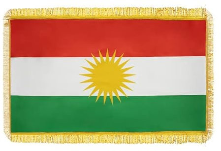 Moving Mountains - Bandiera curda grande - Bandiera Kurdistan - lati dorati - 145 x 85 cm - Bandiera curda