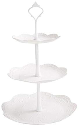 Etagère,Porzellan Etagere 3 Etagen Kuchenständer Kunststoff Wiederverwendet Cupcake Ständer Servierplatte Servierteller Display-Set Dessertständer für Patry Hochzeit Weiß