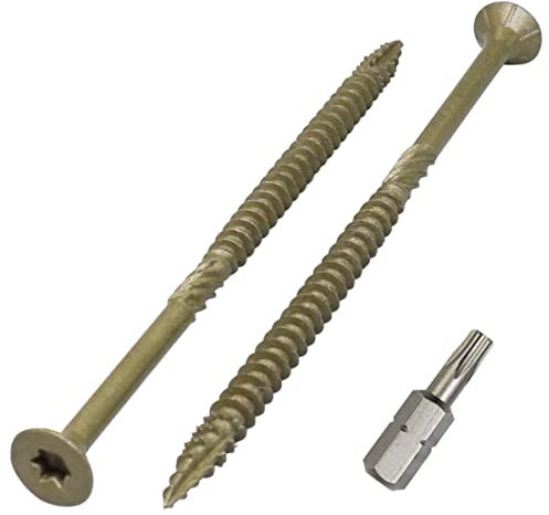 SKIR'CO Lot de 120 vis à bois vertes finition anti-corrosion 6,0 x 120 mm Tête fraisée Torx